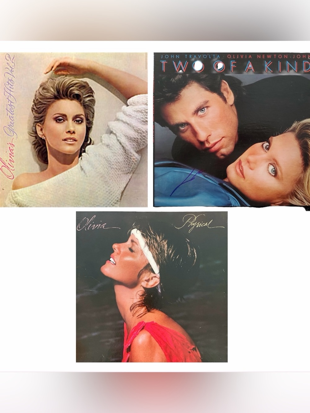 3 Vintage Olivia Newton John Vinyl Records From the 80’s Original Album Covers